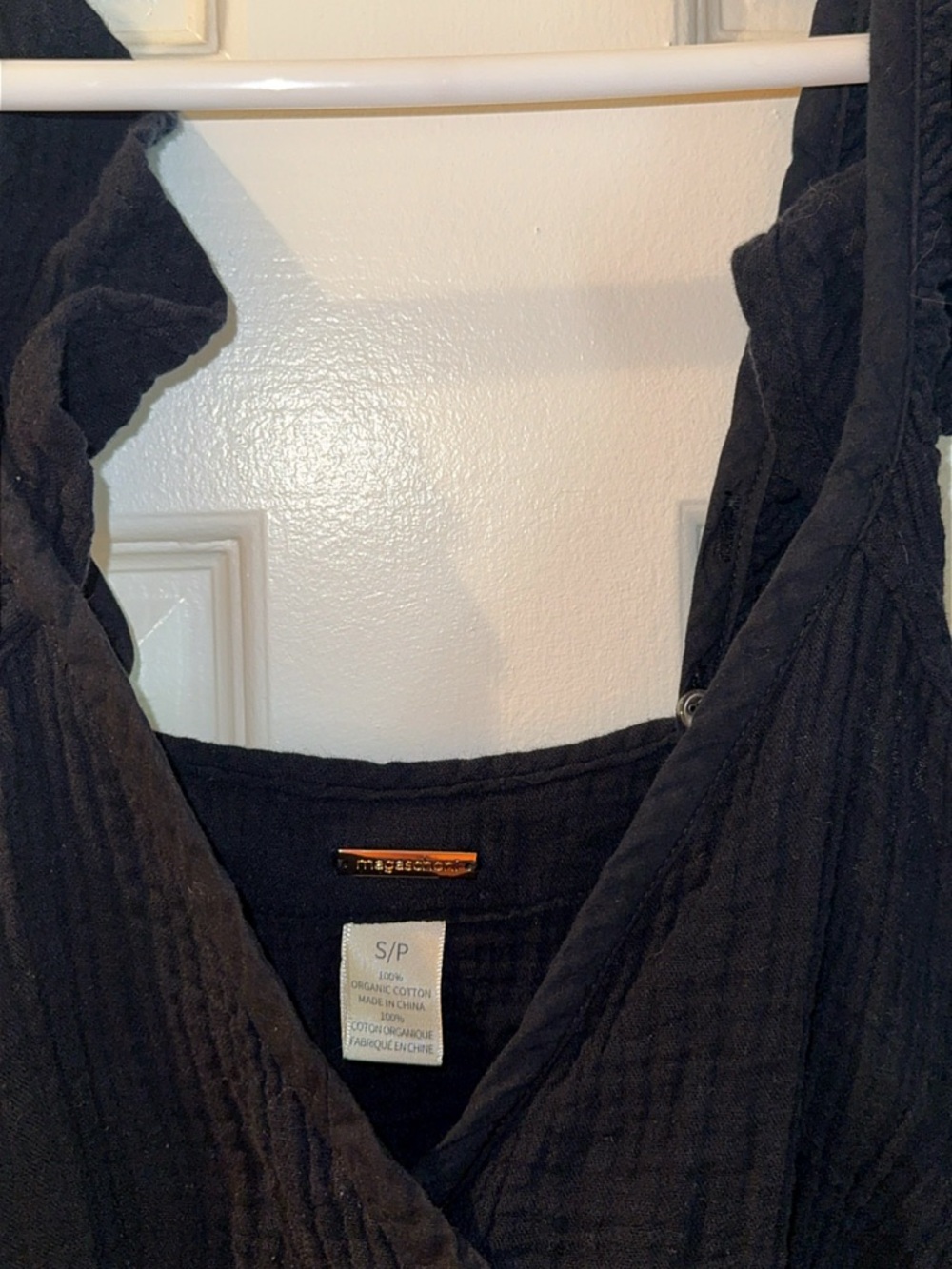 Pristine Magaschoni Black Gauzy Cotton Flutter Maxi Dress Size: Small - Picture 4 of 7